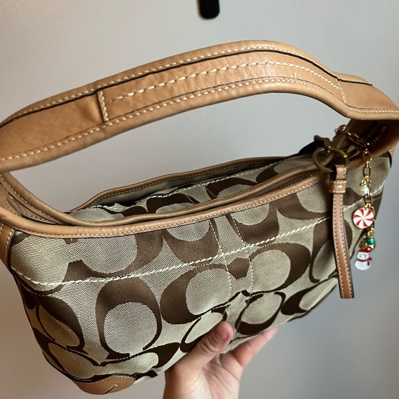 Coach Signature Brown and Tan Hobo Bag - Picture 9 of 14